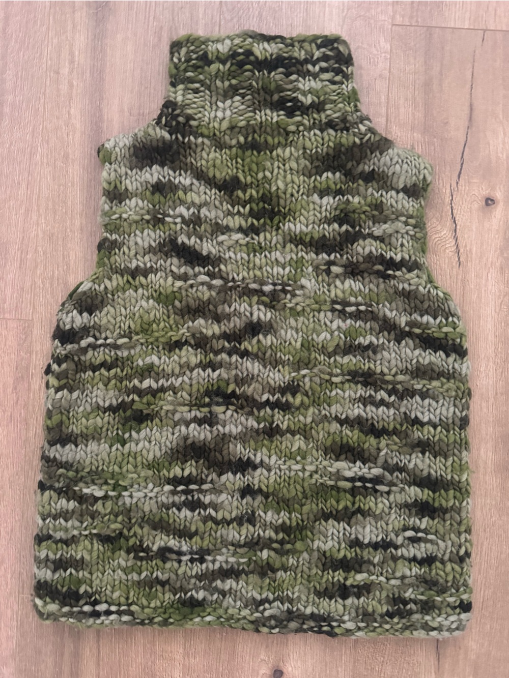 Vintage Classiques Entier Olive Green Marled Sleeveless Turtleneck Sweater Vest